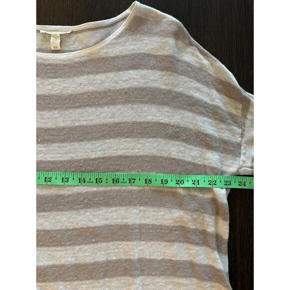 Eileen Fisher Organic Linen Striped Long Sleeve Sweater Top Size S - Picture 6 of 8